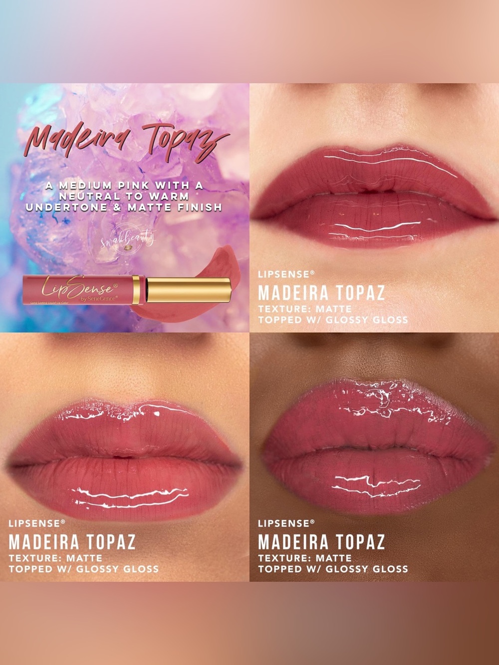 NEW and Sealed LipSense Madeira Topaz Medium Pink Long-Wear Lip Color